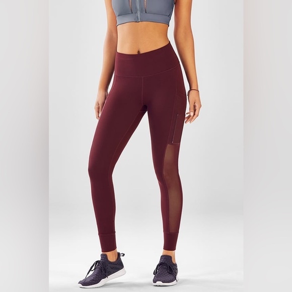 FABILETICS Burgundy High Waisted Leggings - Picture 1 of 11